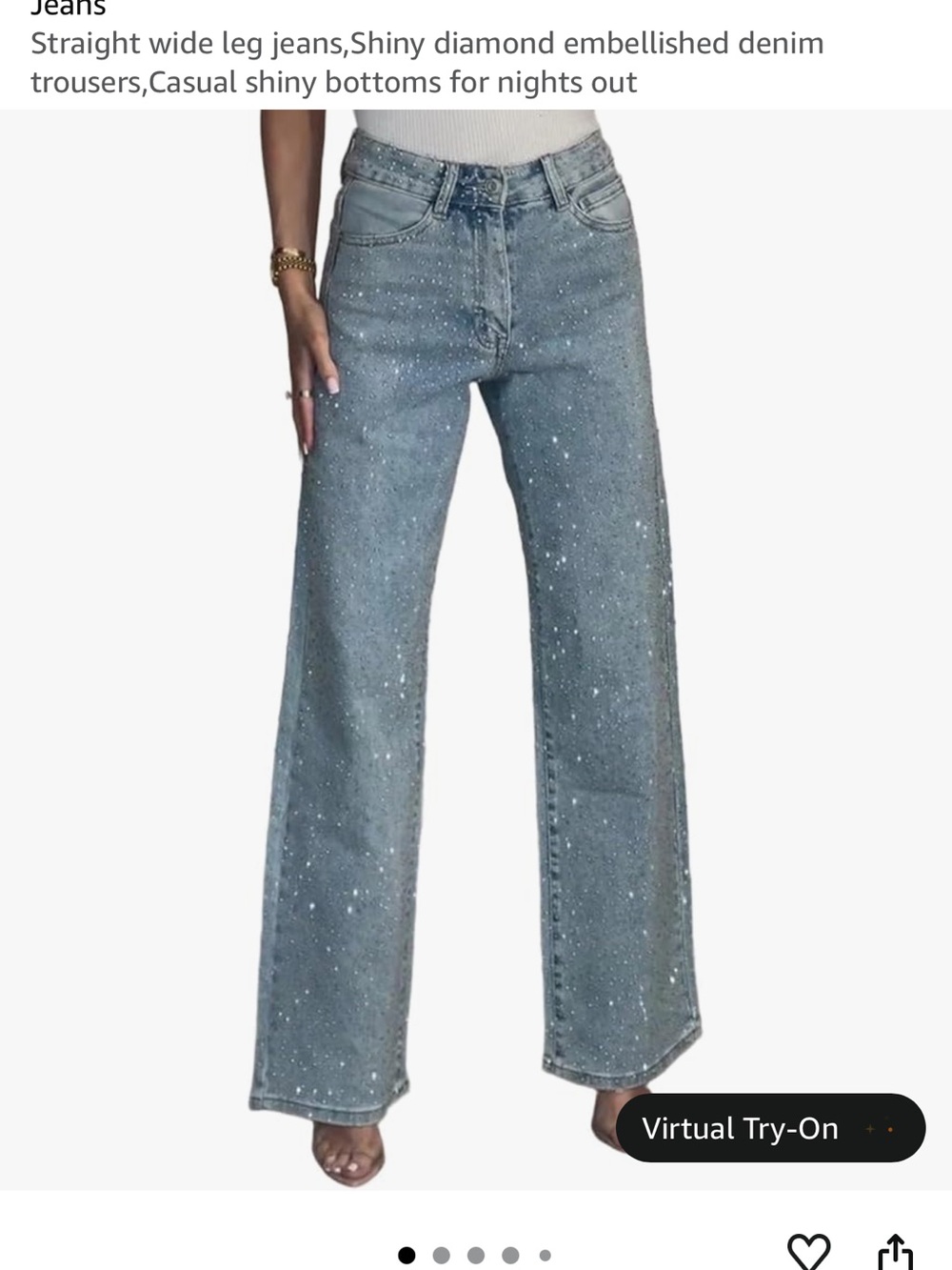 High Waisted Rhinestone Jeans - Picture 5 of 6
